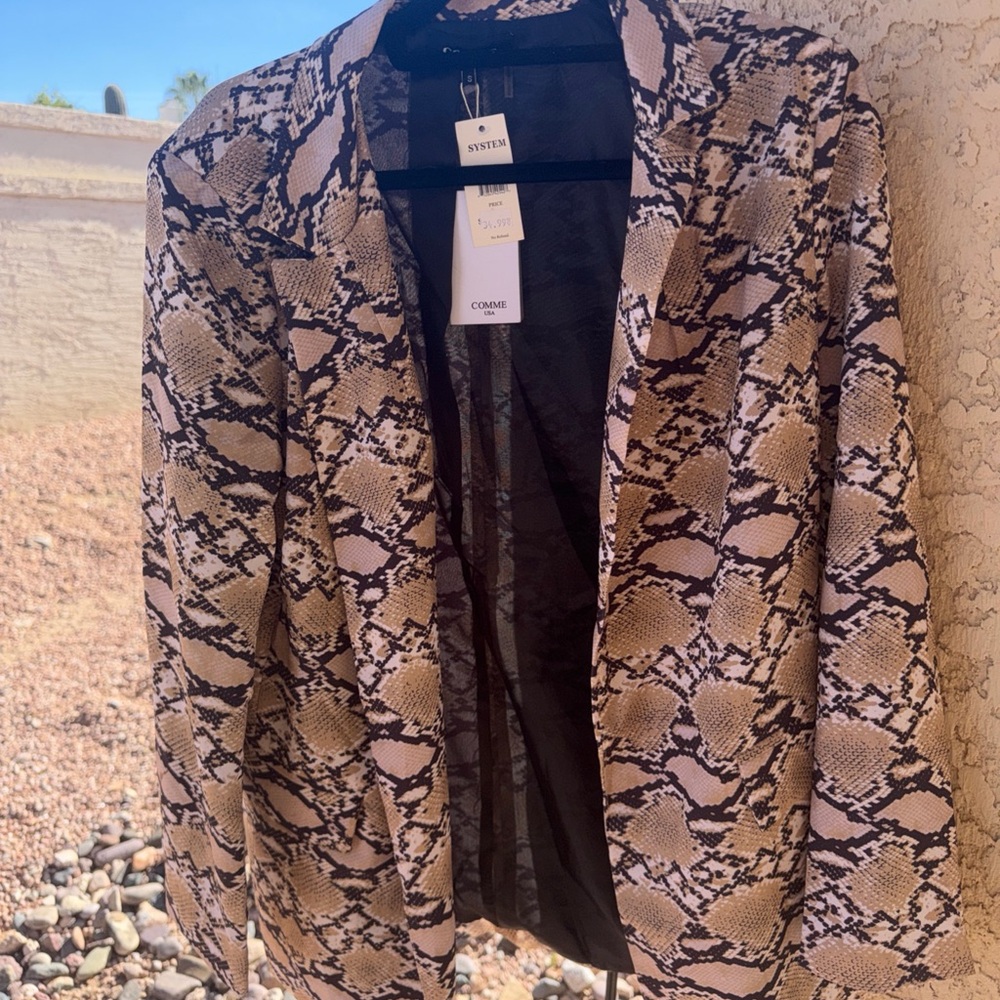 Comme Usa Black Leopard Gold Open Shirt  Blazer Jacket S Small NWT